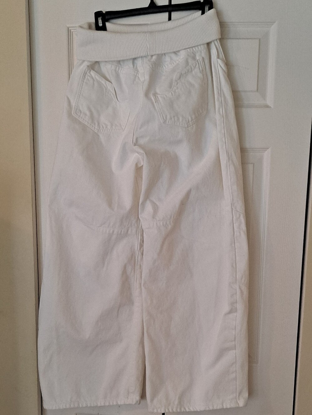 REVICE White Wide-Leg High-Rise Fold Over Jeans